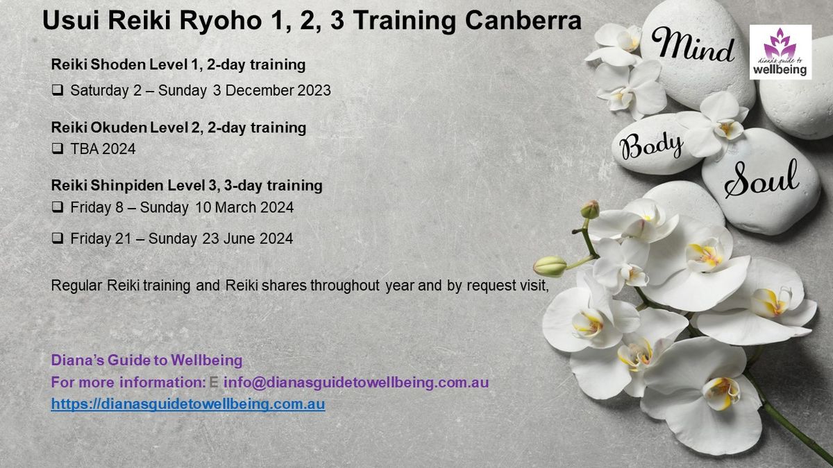 Usui Reiki Ryoho Shinpiden Training Level 3, 3-day workshop Canberra