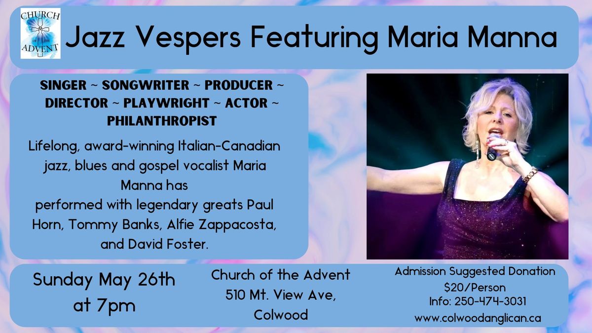 Jazz Vespers Featuring Maria Manna
