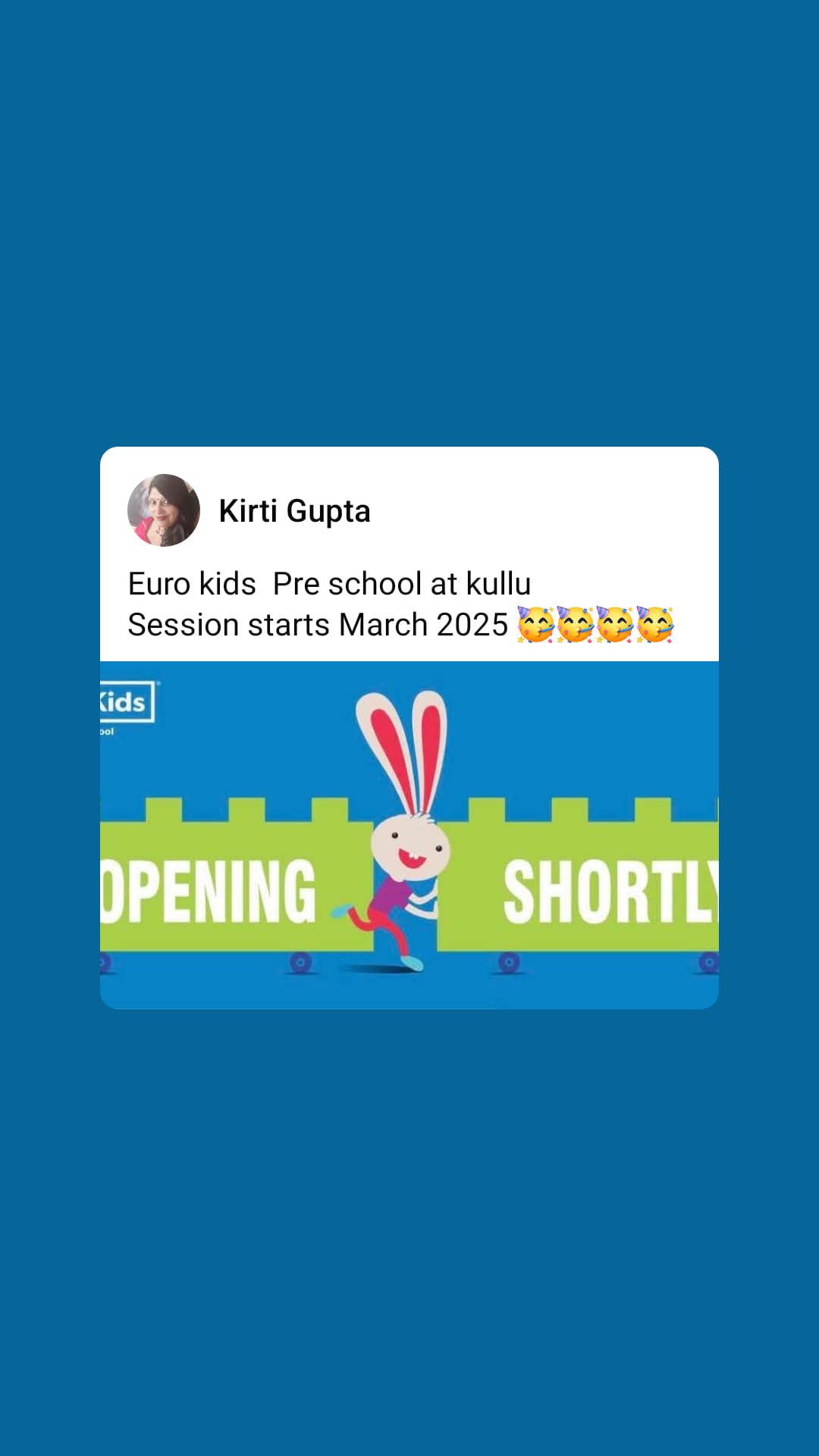 Kirti Gupta Euro kids Pre school at kullu Session starts March 2025