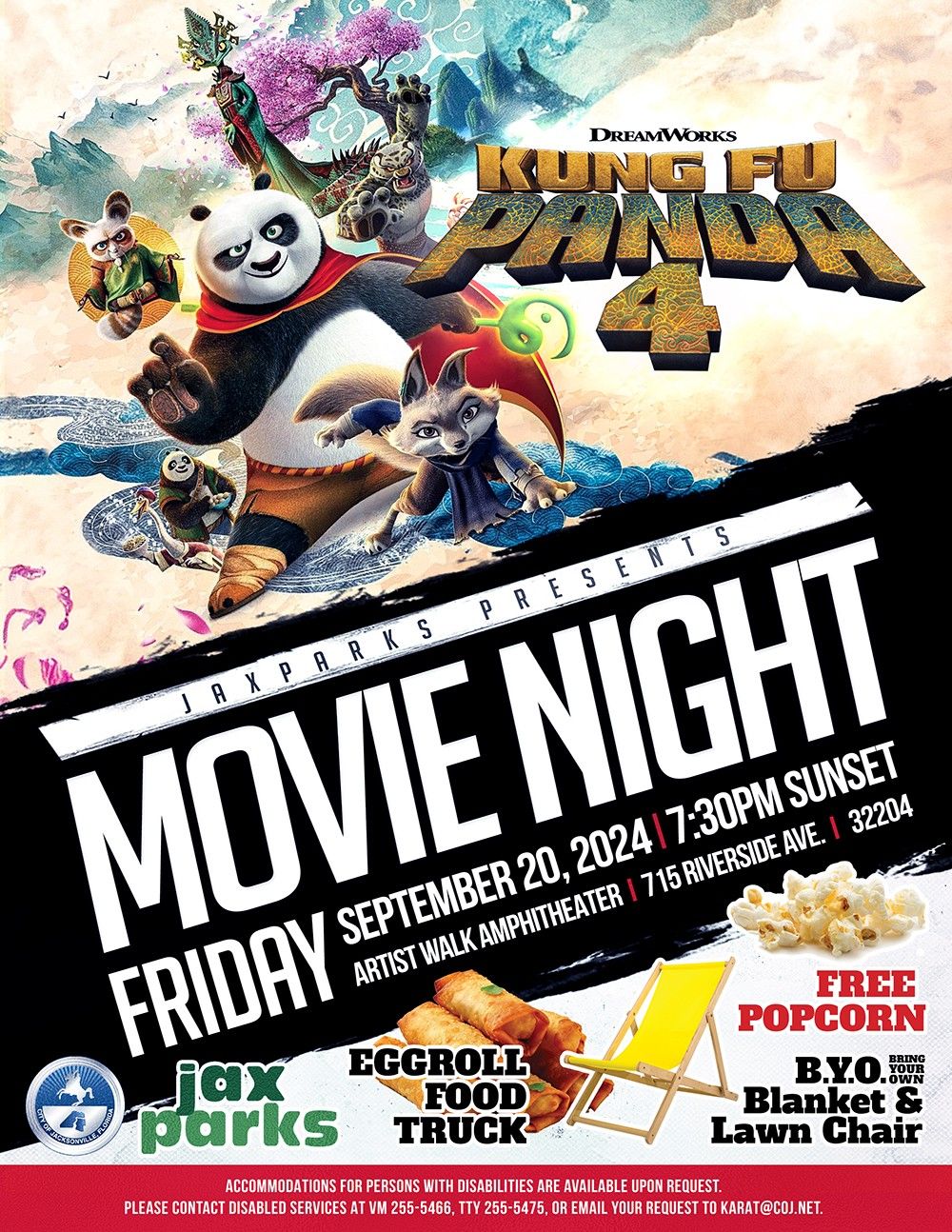 JaxParks Movie Night at Artist Walk Amphitheater - Kung Fu Panda 4