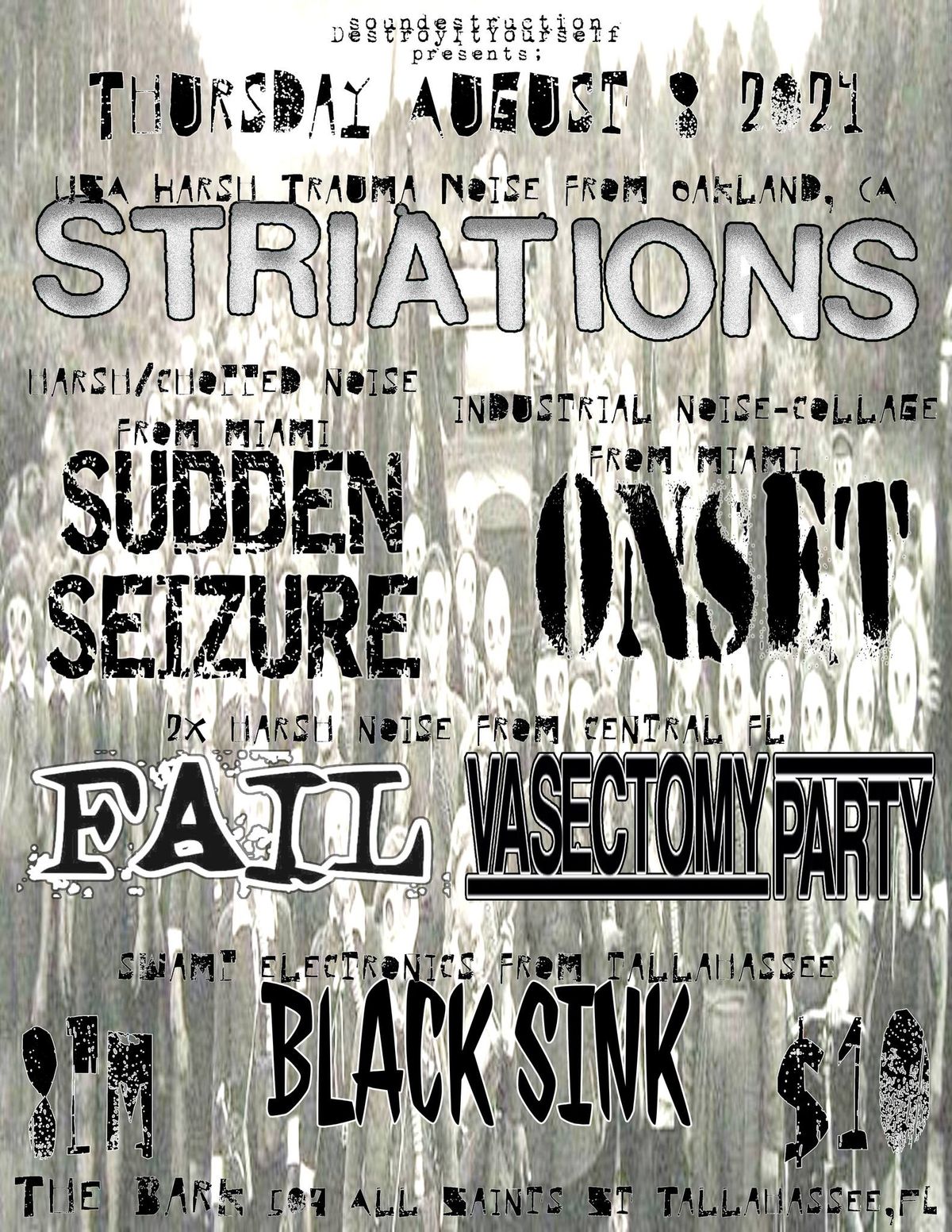 Noise Show - STRIATIONS from CA +SUDDEN SEIZURE, ONSET, FAIL, VASECTOMY PARTY & BLACK SINK @The Bark