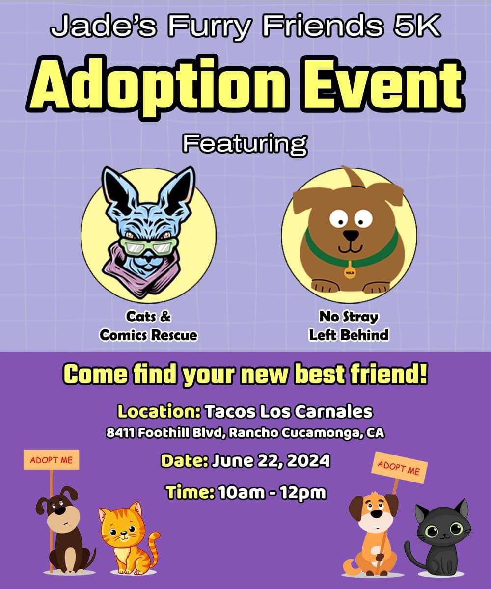 Jade\u2019s Furry Friends 5K Adoption Event