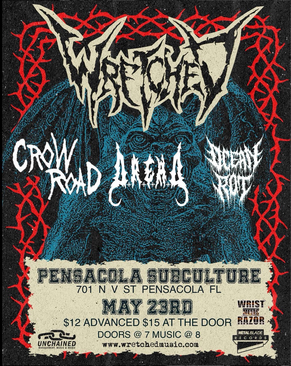 Wretched, Crow Road, D.R.E.A.D, and Ocean Rot at Subculture May 23rd 