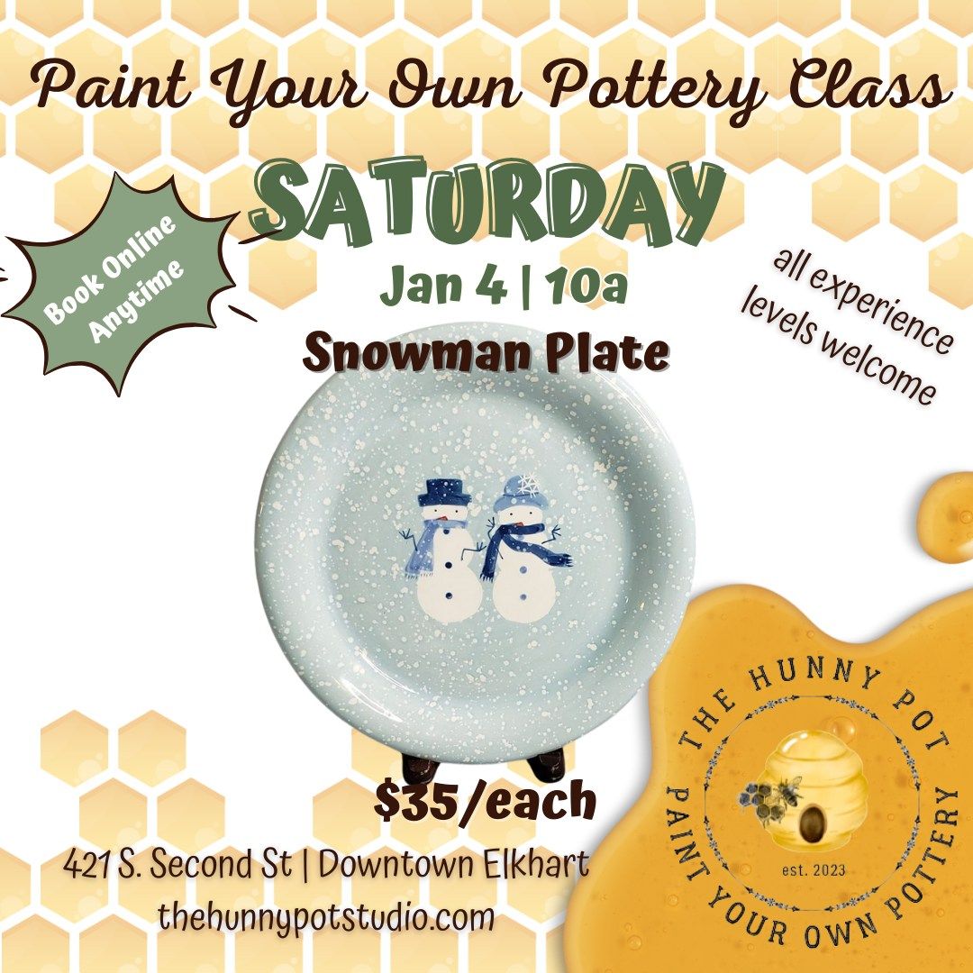 CLASS | Paint Your Own Snowwoman & Snowman Plate