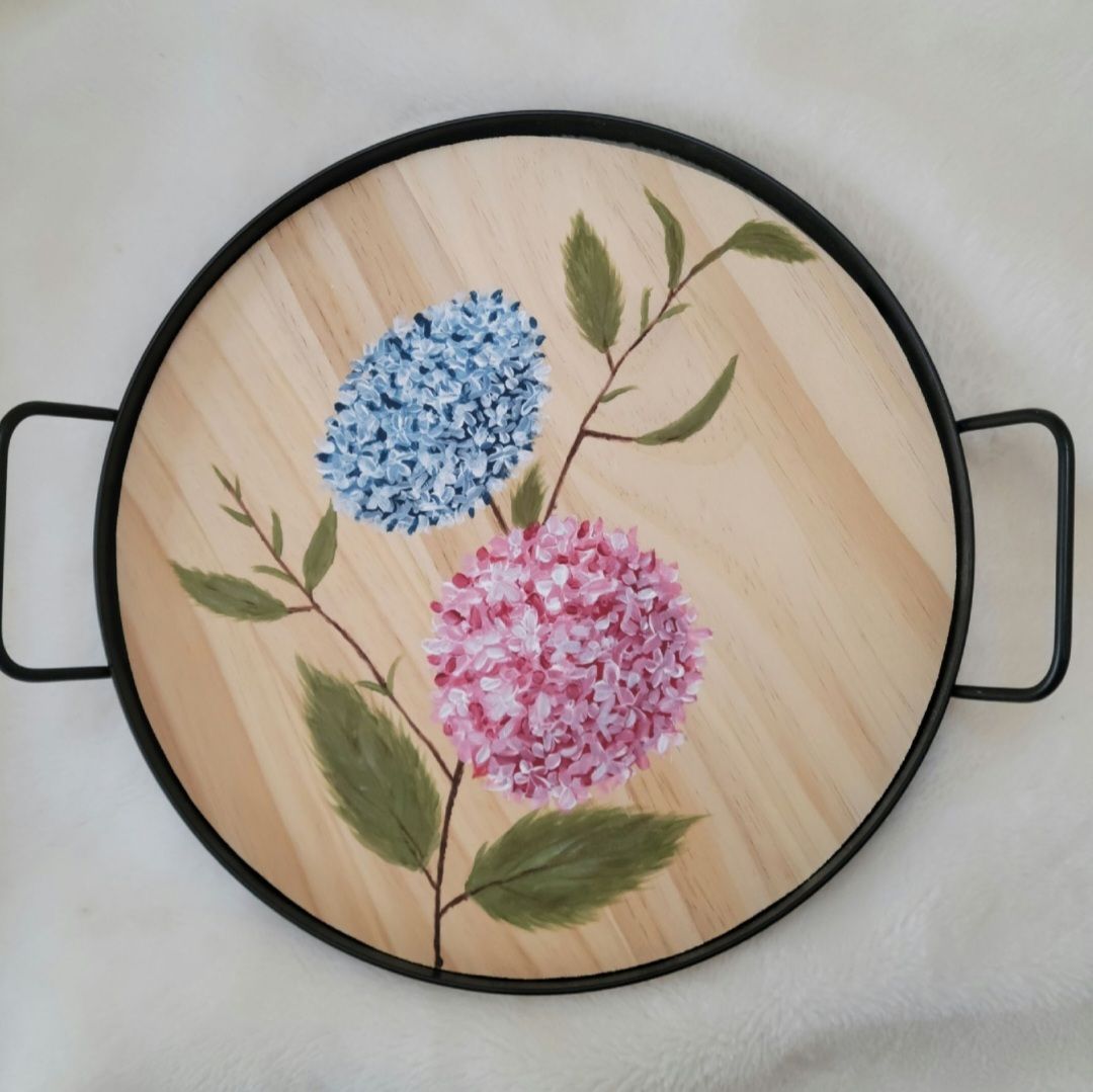 Tray Painting hydrangeas