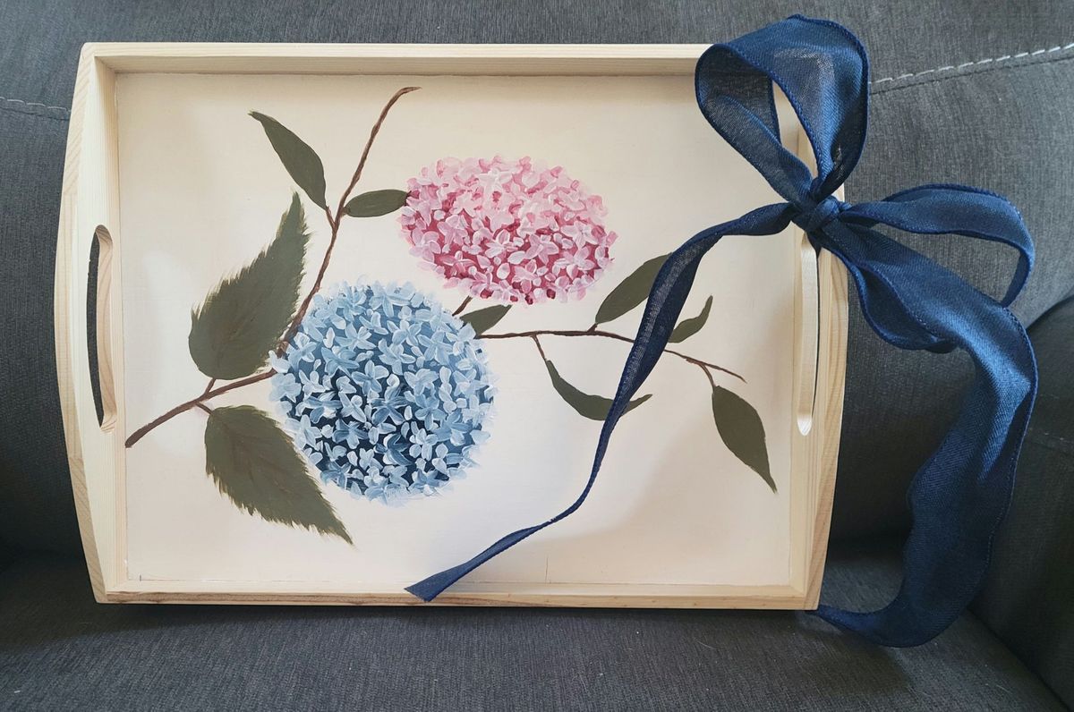 Tray Painting hydrangeas