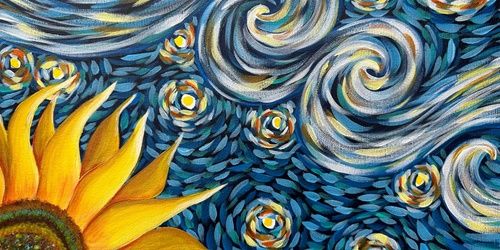 Van Gogh, Sunflower under a starry night~Paint & Sip_June
