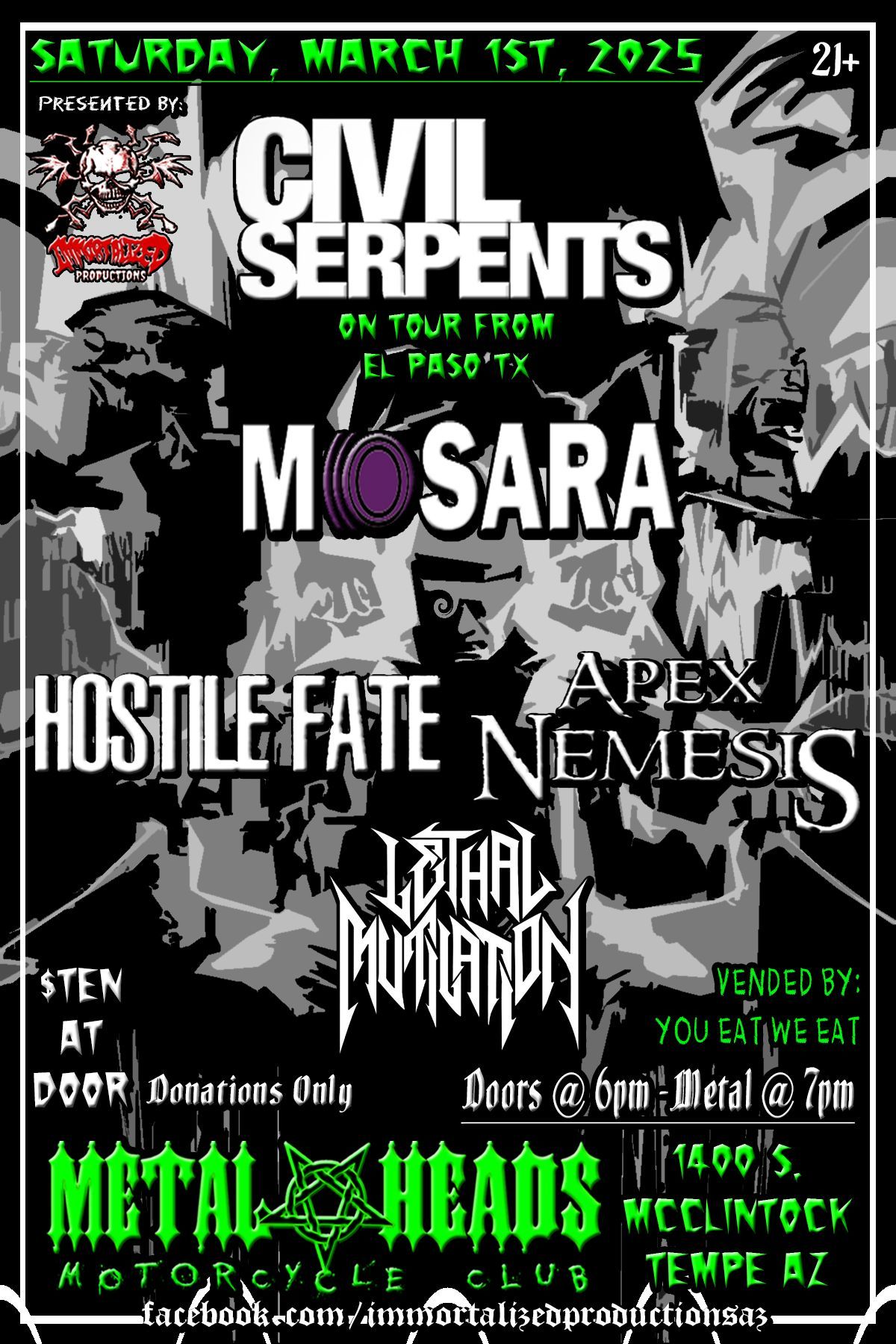 Civil Serpents on Tour at Metal Heads Clubhouse Tempe March 1st