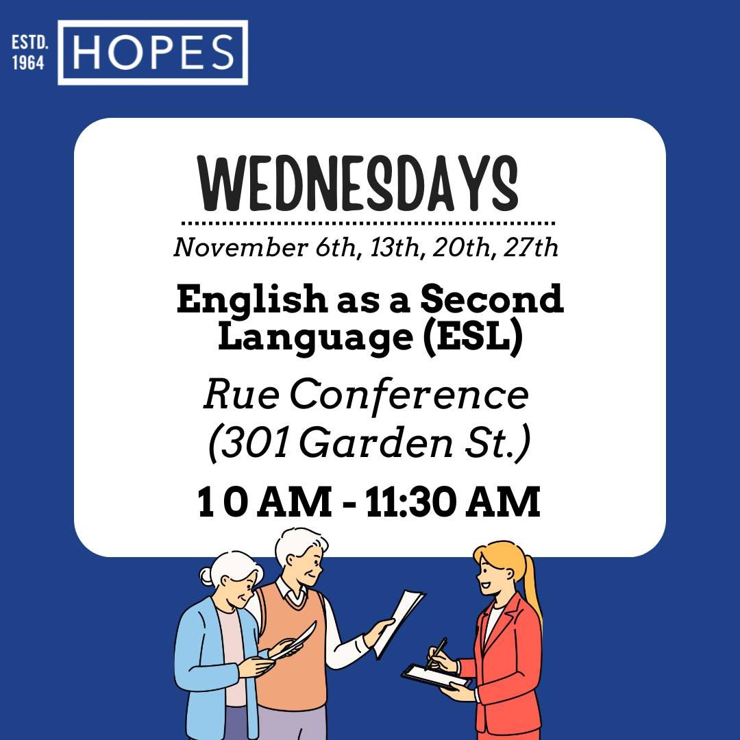 Fall Adult & Senior Programs: English as a Second Language (ESL)