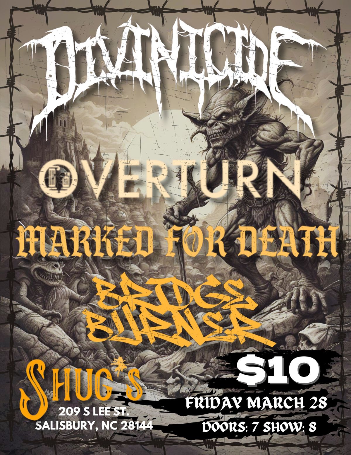 DIVINICIDE | OVERTURN | MARKED FOR DEATH | BRIDEGBURNER