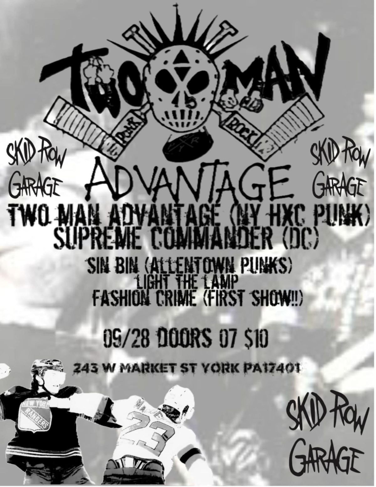 Two Man Advantage, Supreme Commander, Sin Bin, Light the Lamp, and Fashion Crime at Skid Row Garage