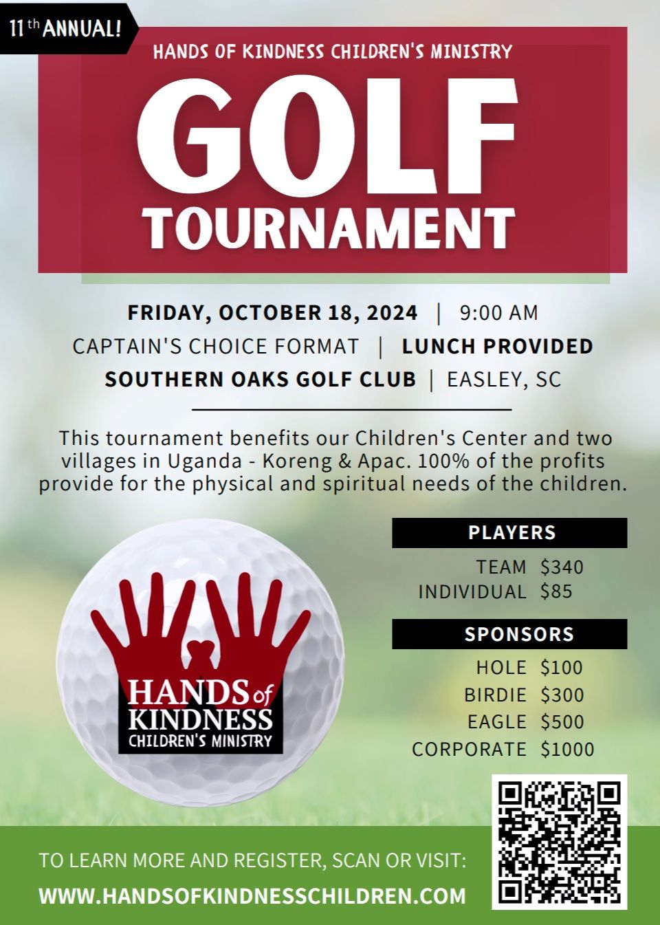 Hand's of Kindness Children's Ministry Golf Tournament