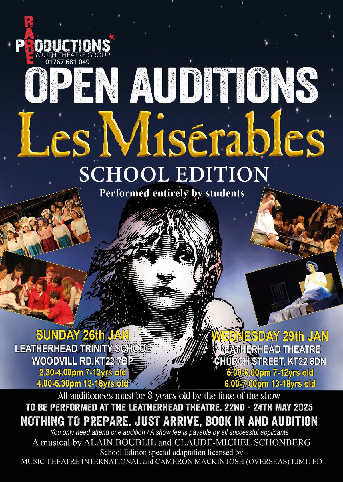 LES MISERABLES SCHOOL EDITION  OPEN AUDITIONS. LEATHERHEAD