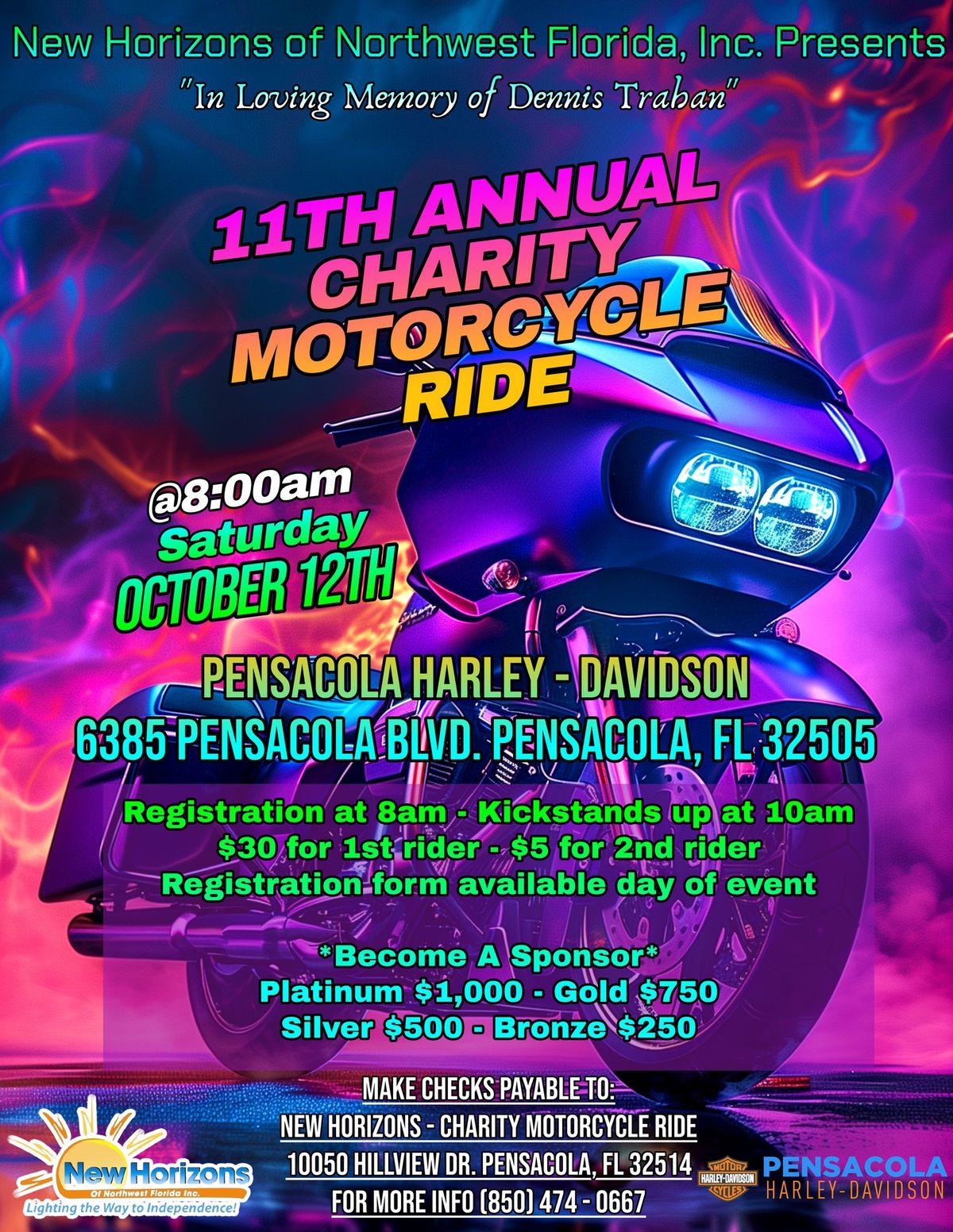 New Horizons of NWFL Presents the 11th Annual Trahan Charity Ride!