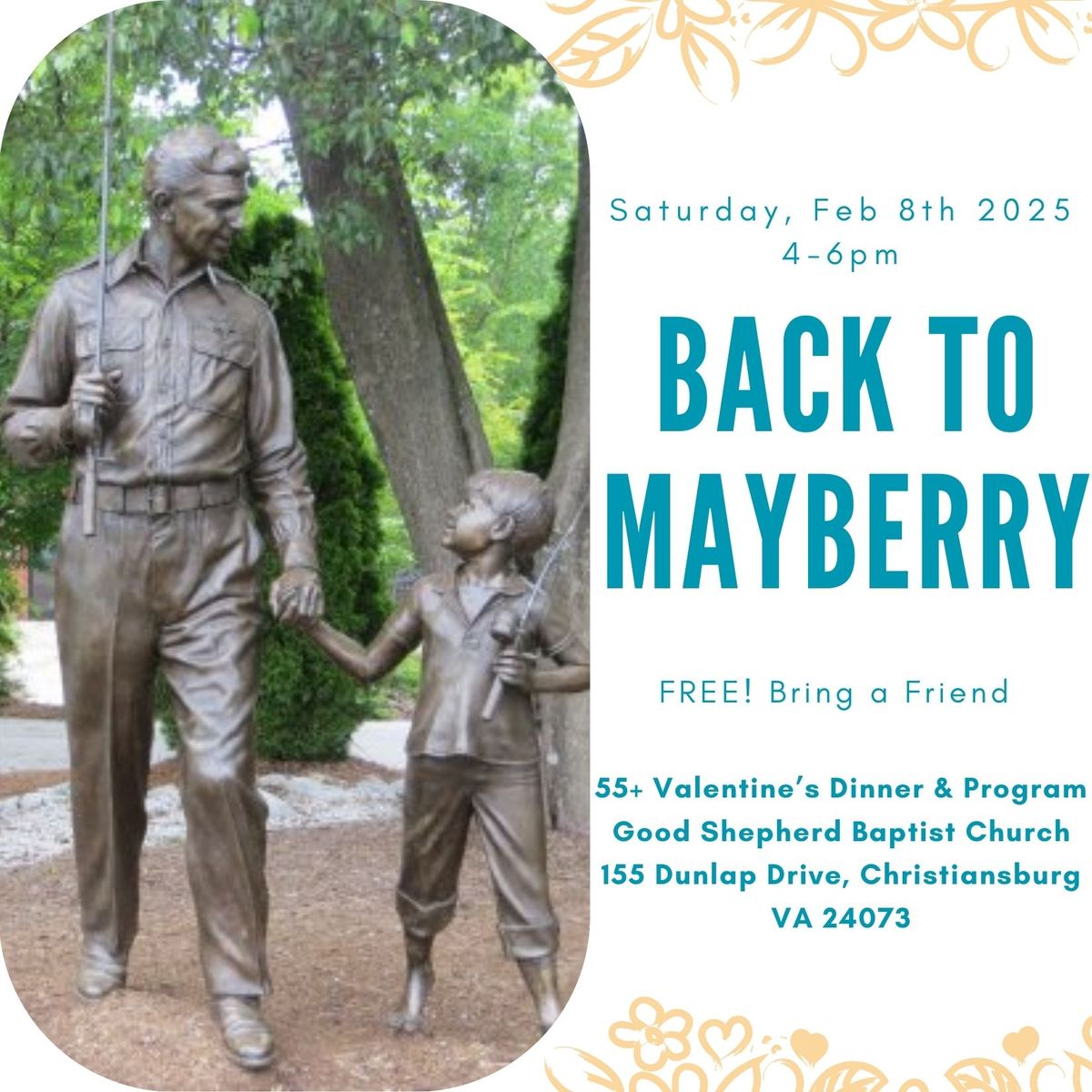 "Back to Mayberry" -55+ Valentine Dinner at Good Shepherd Baptist Church