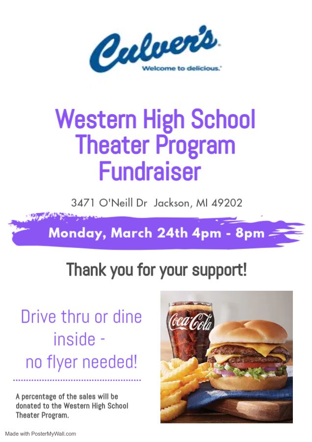 Western High School Theatre Fundraiser at Culver's