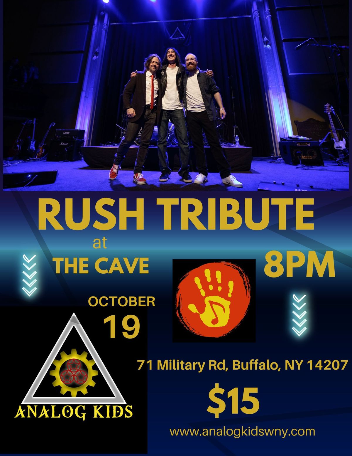 RUSH Tribute Analog Kids Returns Home to The Cave - $15