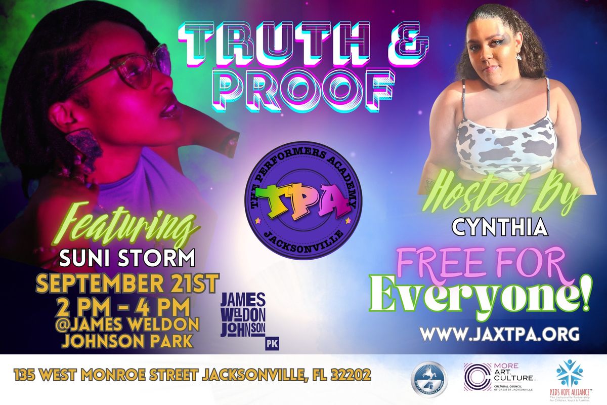 Truth & Proof Youth Open Mic featuring Suni Storm, hosted by Cynthia