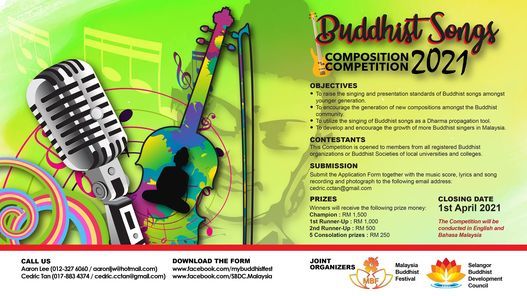 Buddhist Songs Composition Competition 2021 Malaysia Buddhist Festival Mbf Subang Jaya 2 March 2021