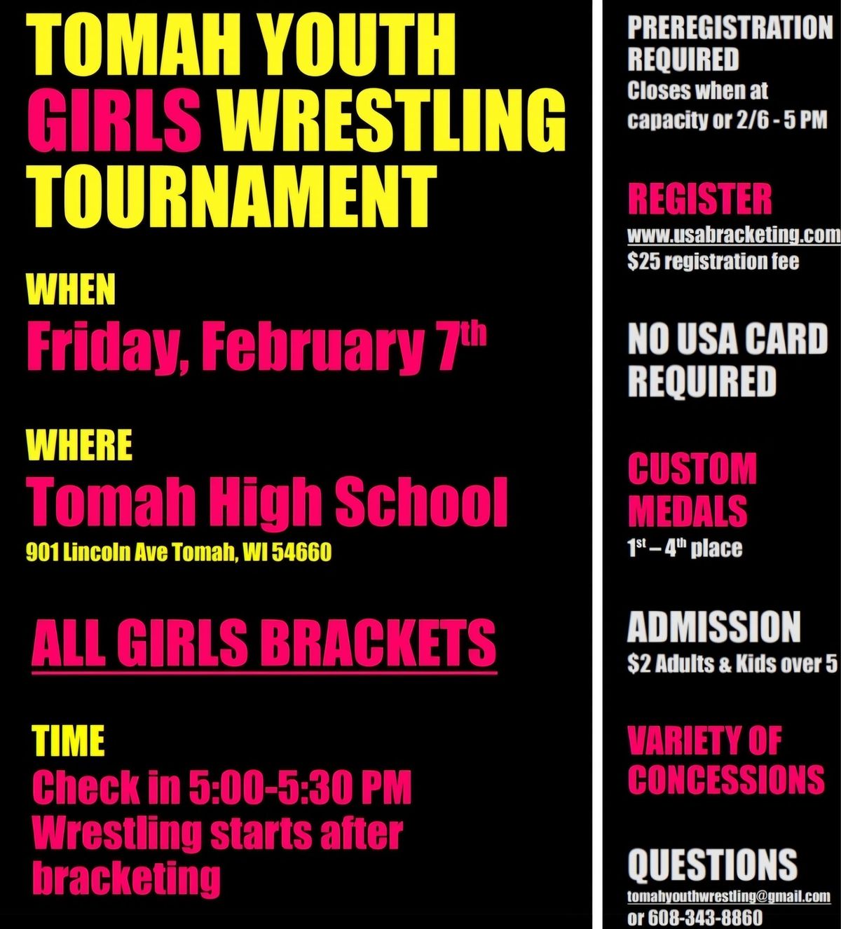 Tomah Youth Wrestling GIRLS Tournament 