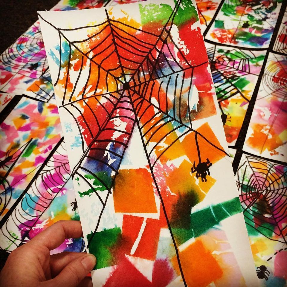 Family Craft Night: Bleeding Art Tissue Spiderweb!
