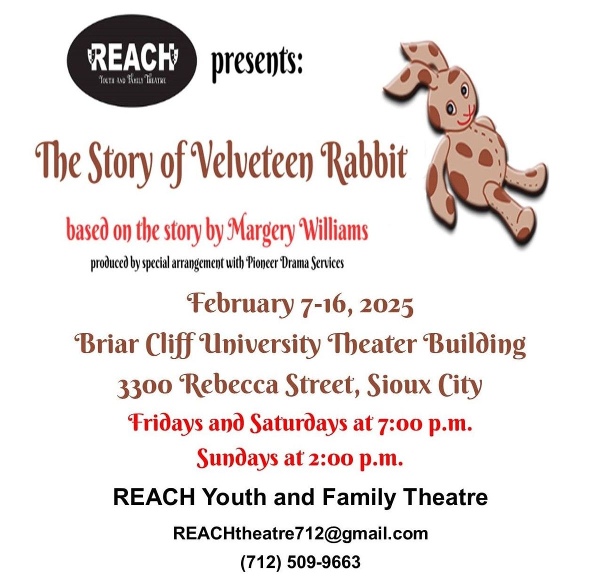 REACH Youth and Family Theatre presents 'The Story of Velveteen Rabbit'