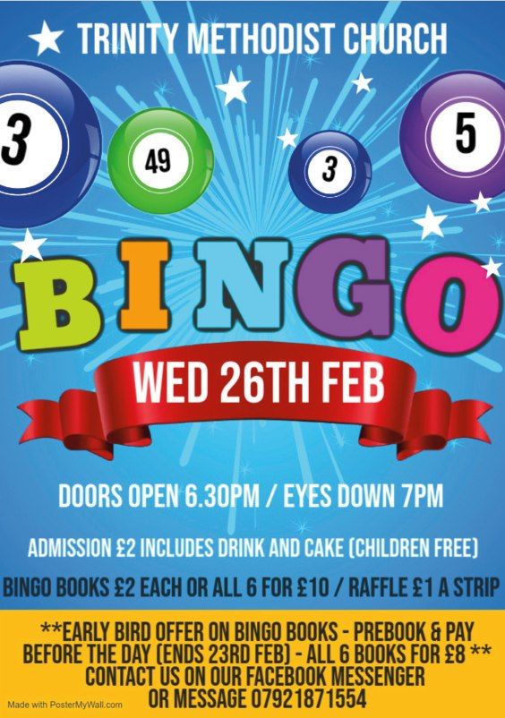 Prize Bingo - Wed 26th Feb - Doors open 6:30pm Eyes down 7:00pm