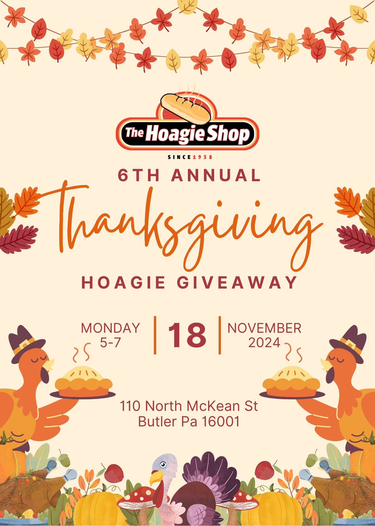 Free Thanksgiving Hoagies