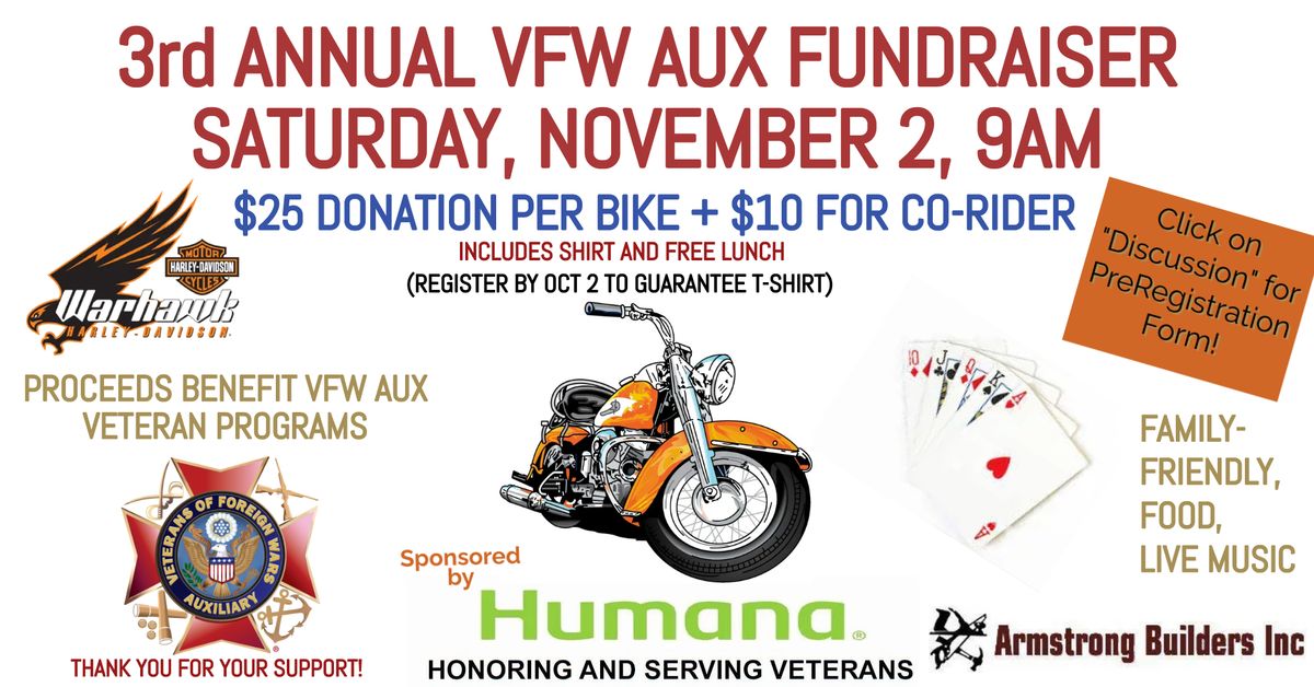 3rd Annual VFW Auxiliary Fundraiser Poker Run