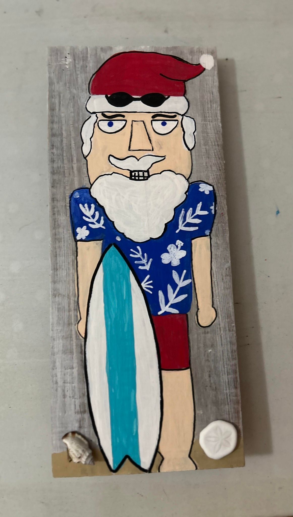 Class is full- November Kids Art Party- Surfing Santa On Wood