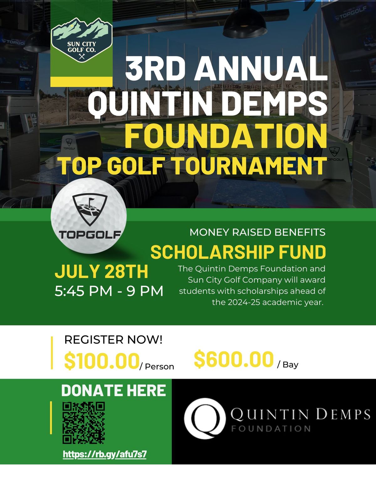 3rd Annual Quintin Demps Foundation Top Golf Tournament