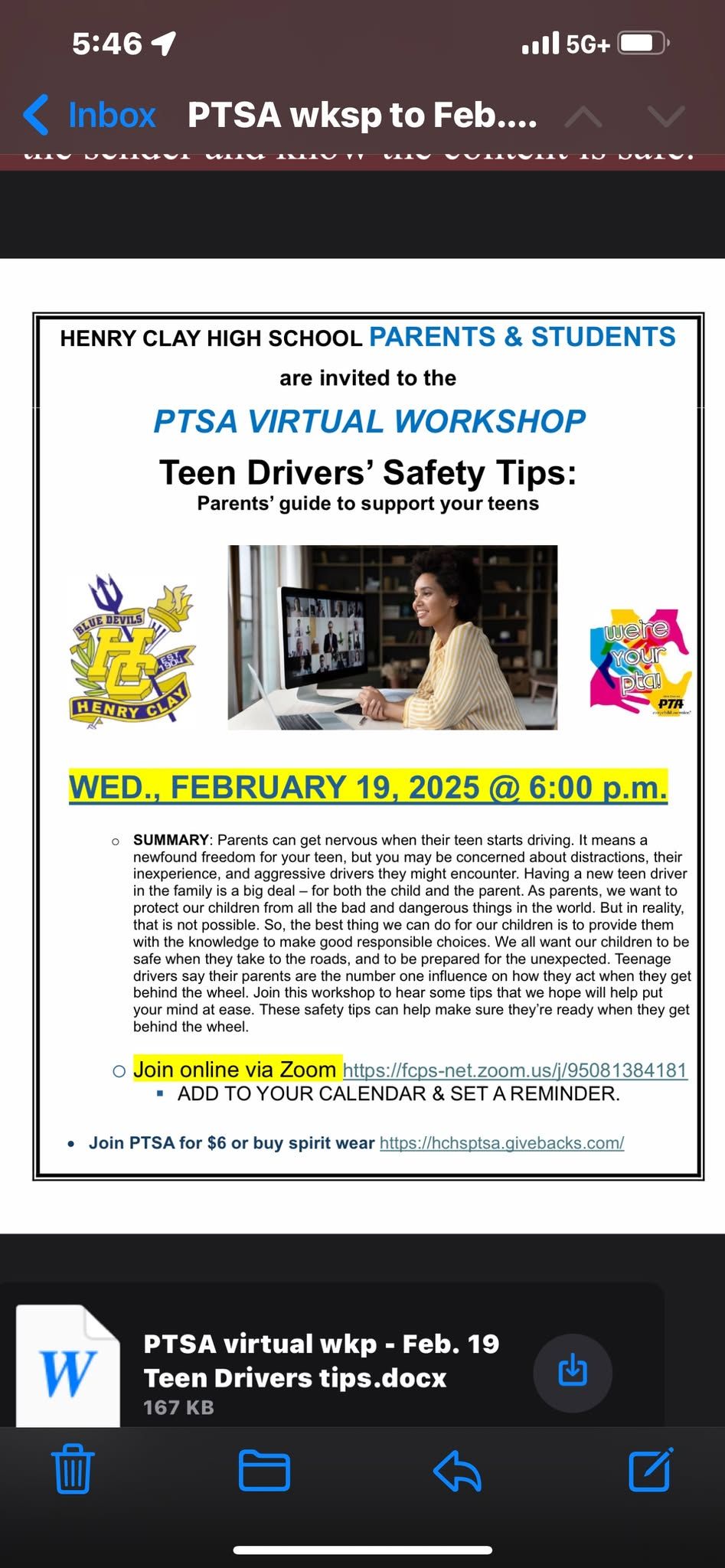 PTSA VIRTUAL WORKSHOP Teen Drivers' Safety Tips