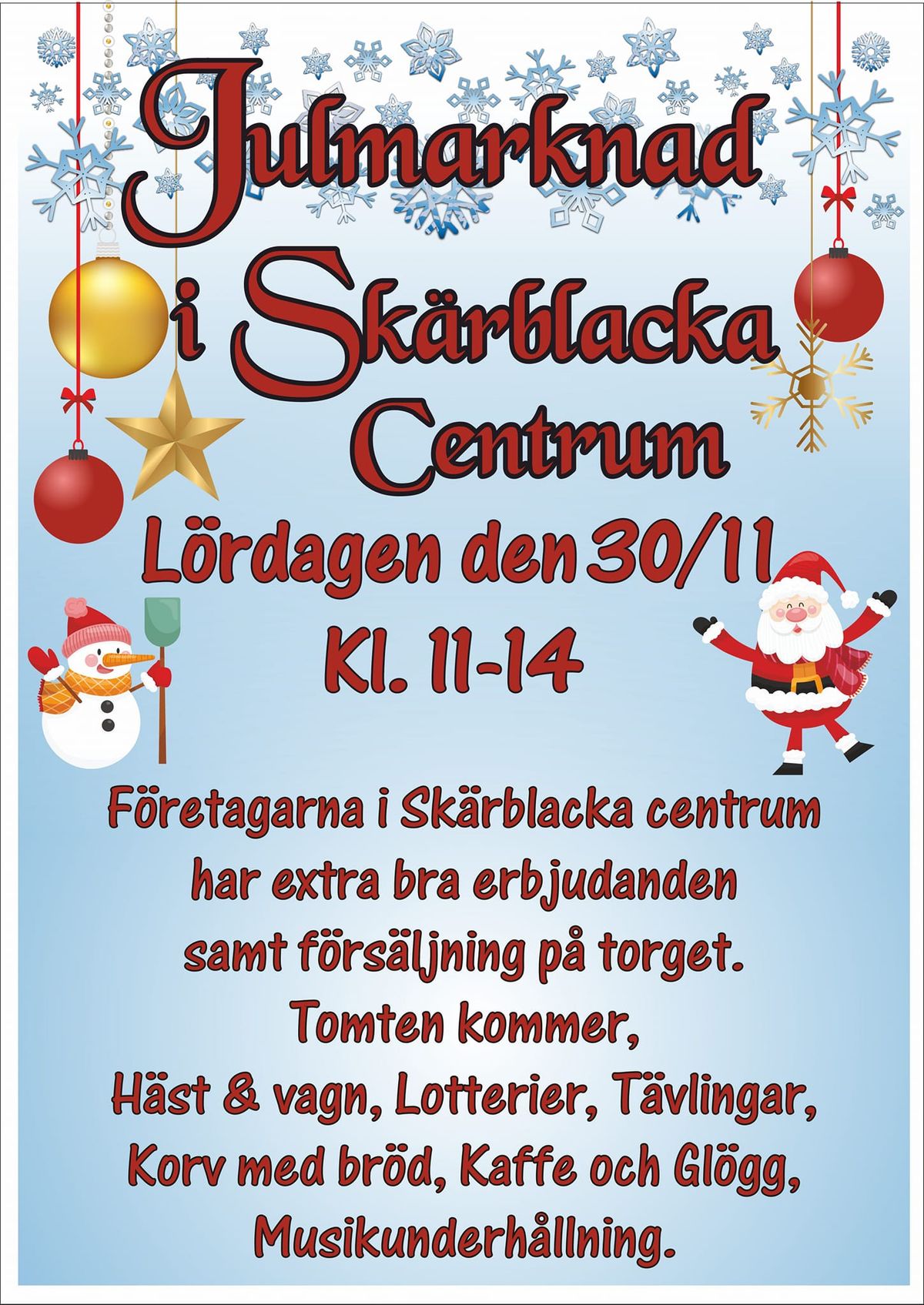 Julmarknad p\u00e5 torget i Sk\u00e4rblacka 