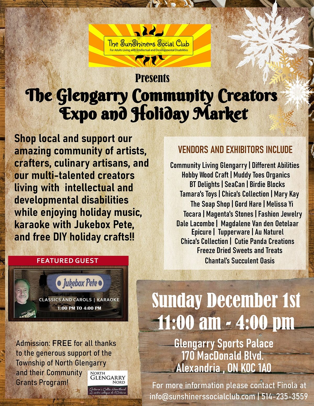 The Glengarry Community Creators Expo and Holiday Market, Glengarry Sports Palace, Alexandria