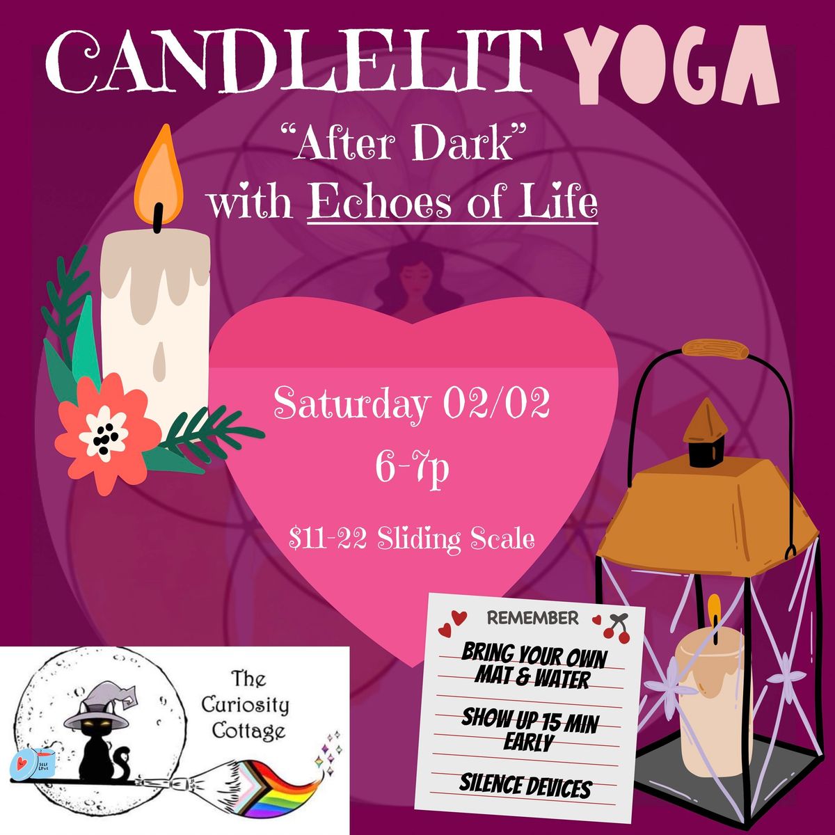 CANDLELIT YOGA \u201cAfter Dark\u201d @ The Curiosity Cottage