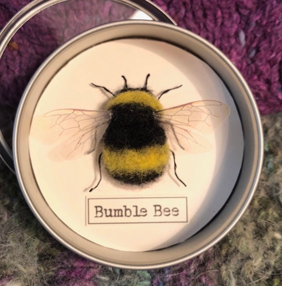 Needlefelting with Felt and Dandy - Bumbler in a tin