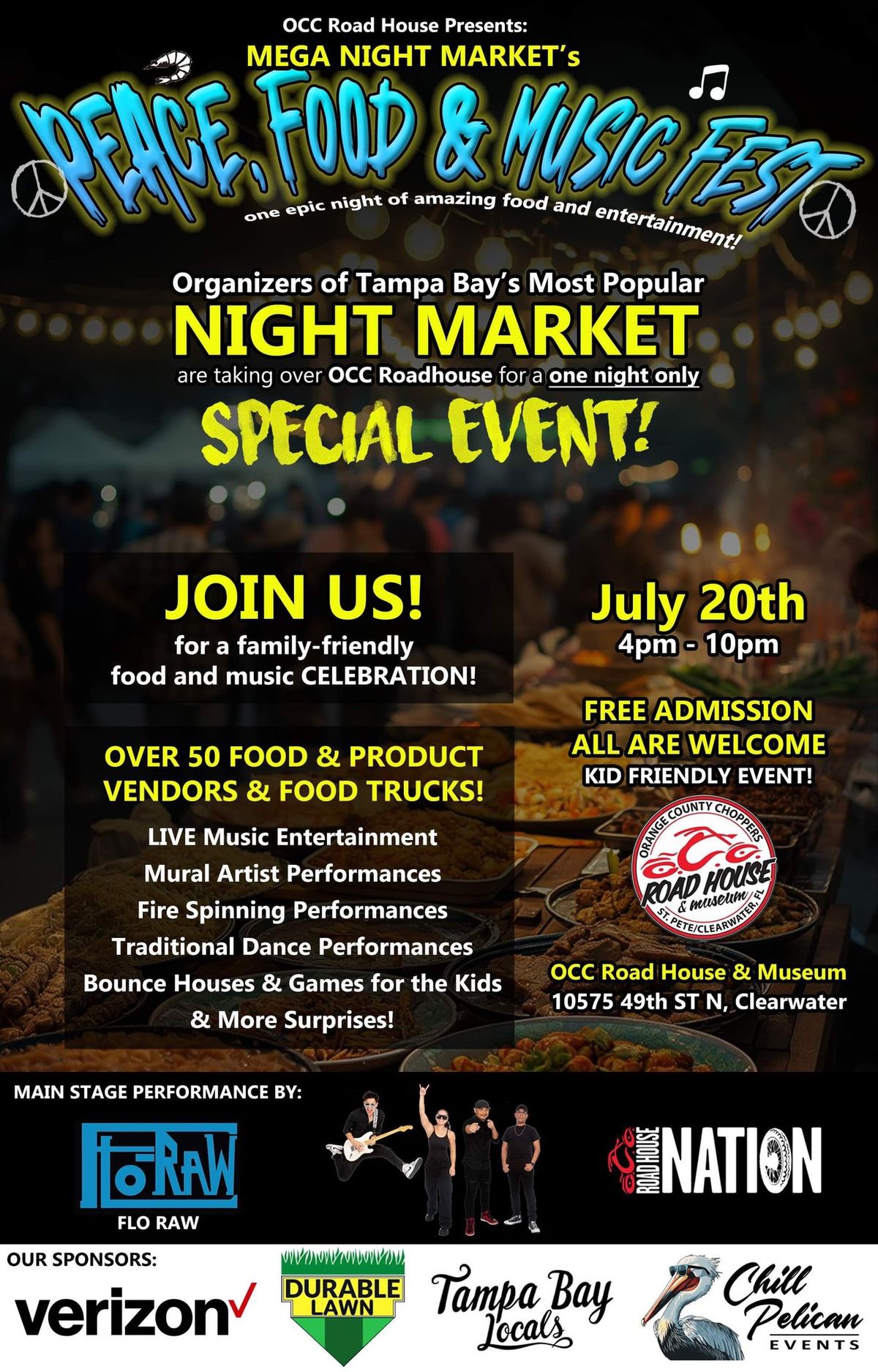 OCC Roadhouse presents the Mega Night Market\u2019s Peace, Food & Music Fest!