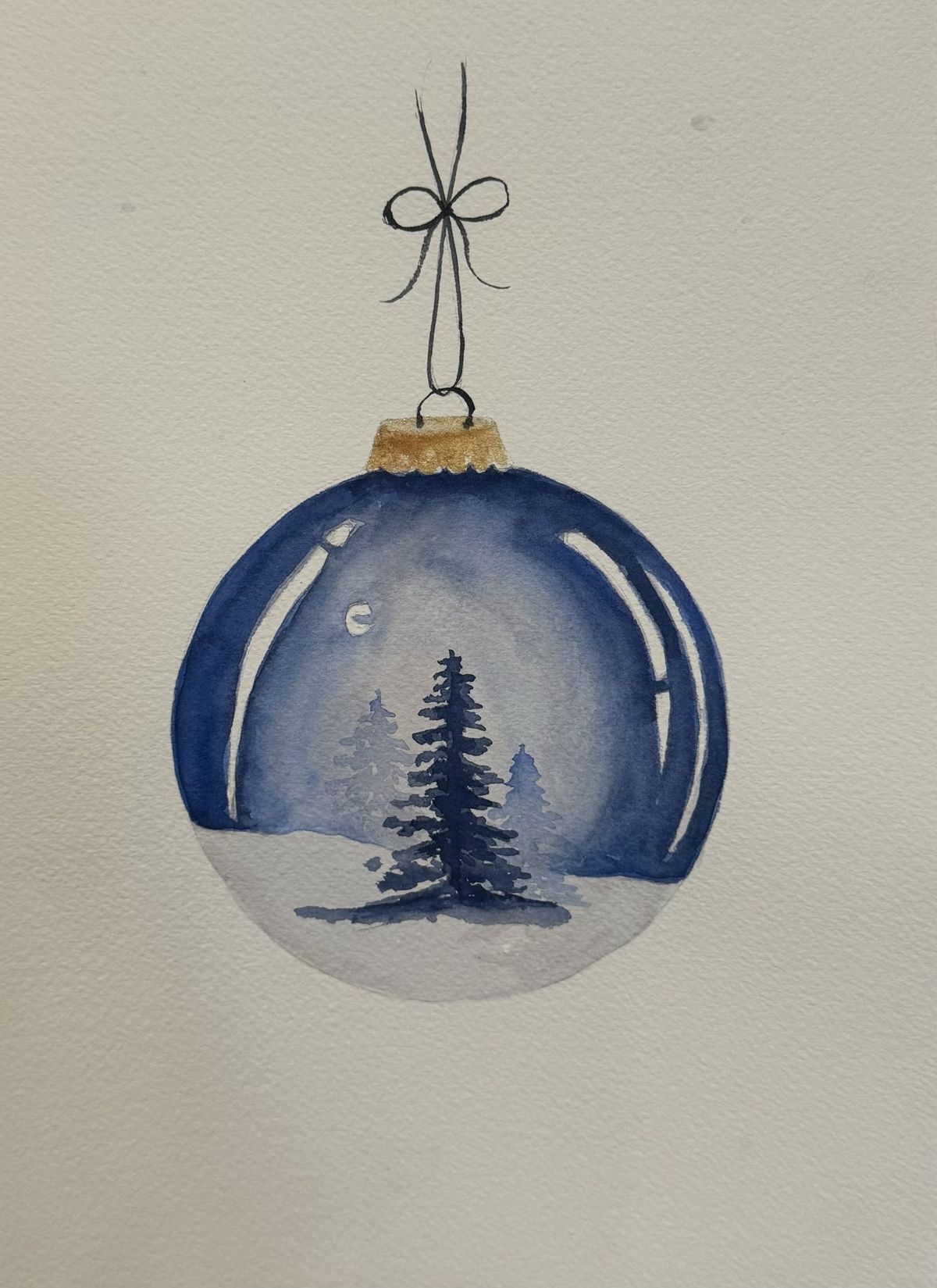 Winter Watercolor Ornament Painting