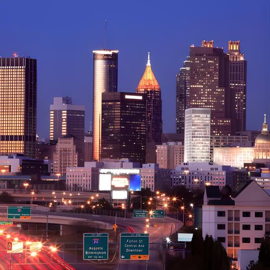 City Lights Atlanta Night-Time Tour with Photos & Dinner Stop