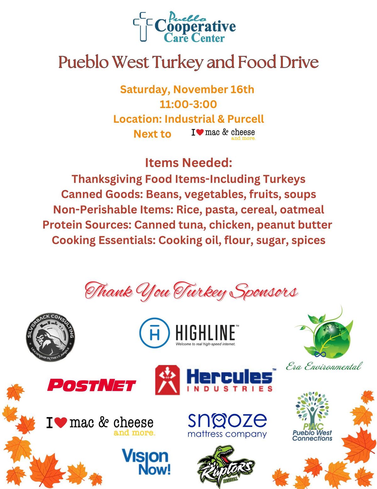 Pueblo West Turkey and Food Drive \ud83c\udf41