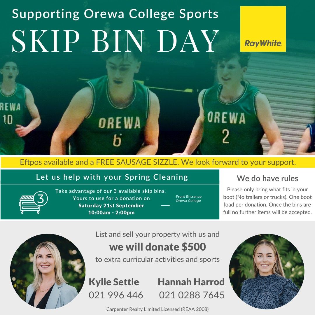 Skip Bin Day: Supporting Orewa College Sports