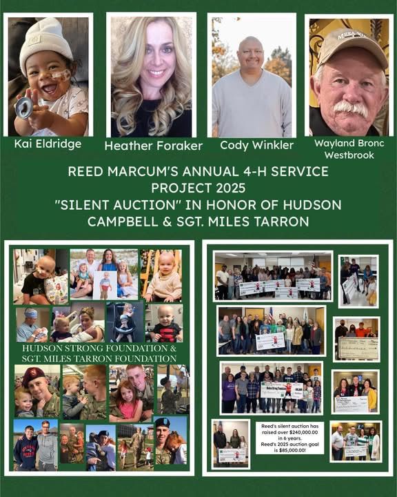 Jan 30 to March 6th "Silent Auction" REED MARCUM'S ANNUAL 2025 4-H SERVICE PROJECT