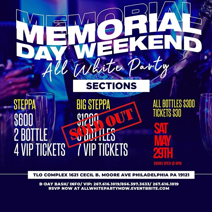 Memorial Day Weekend All White Party, TLO Event Complex, Philadelphia