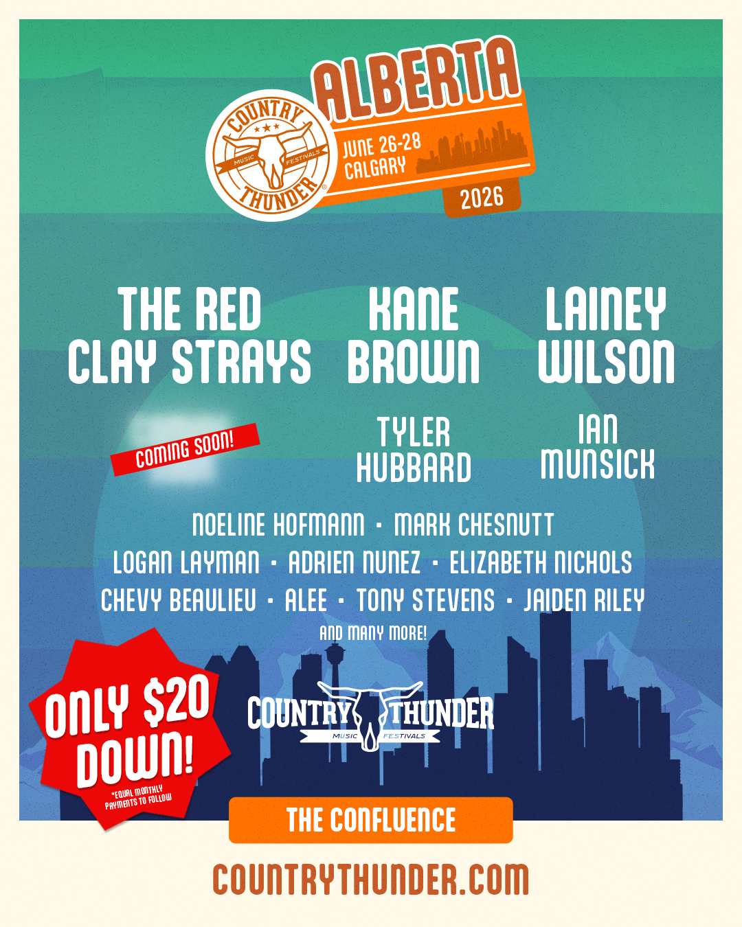 2026 Country Thunder Alberta - 3 Day Pass at The Confluence Historic Site and Parkland
