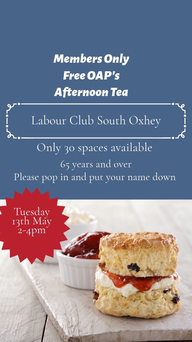 FREE Afternoon Tea for our 65 years and over Members