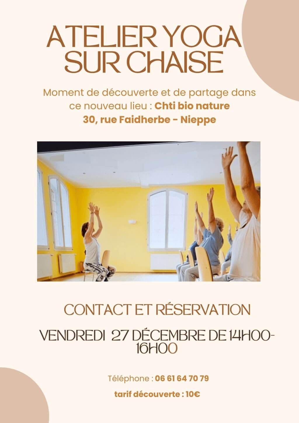 Atelier Yoga sur chaise par Hanitra