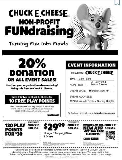 Chuck E Cheese Fundraiser 