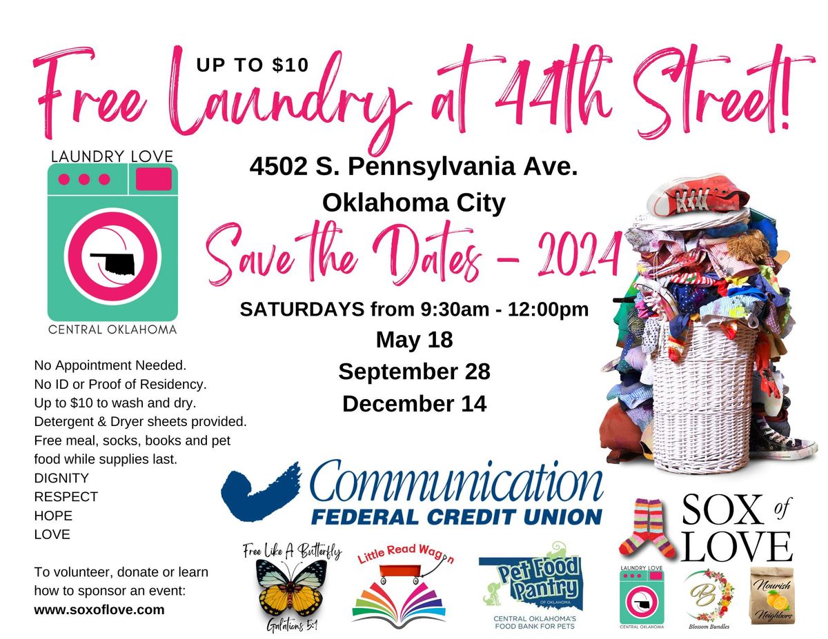 SW OKC 44th Street - Free Laundry Day - No Appointment Needed