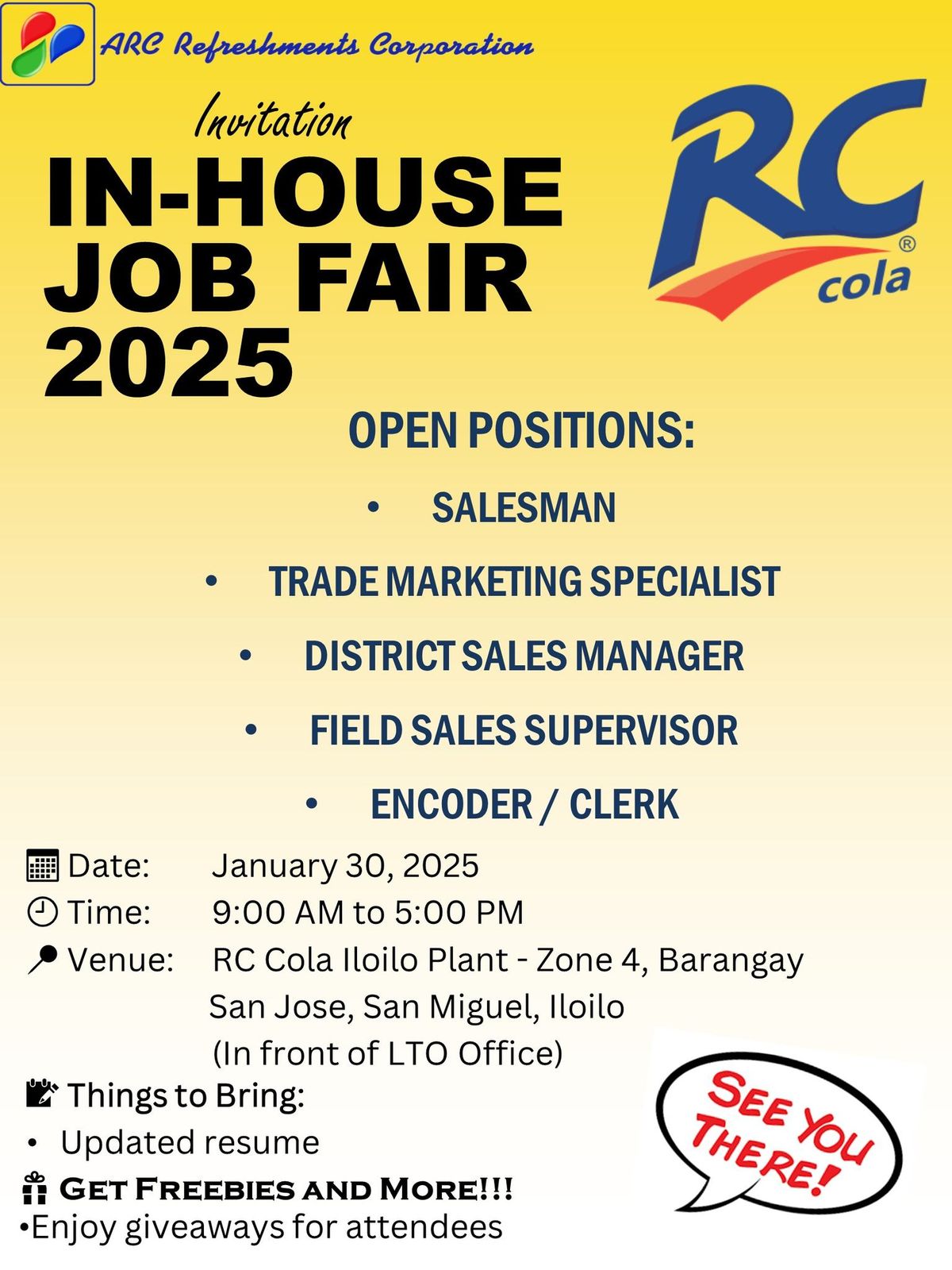 ARC Refreshments Corporation In-House Job Fair 2025