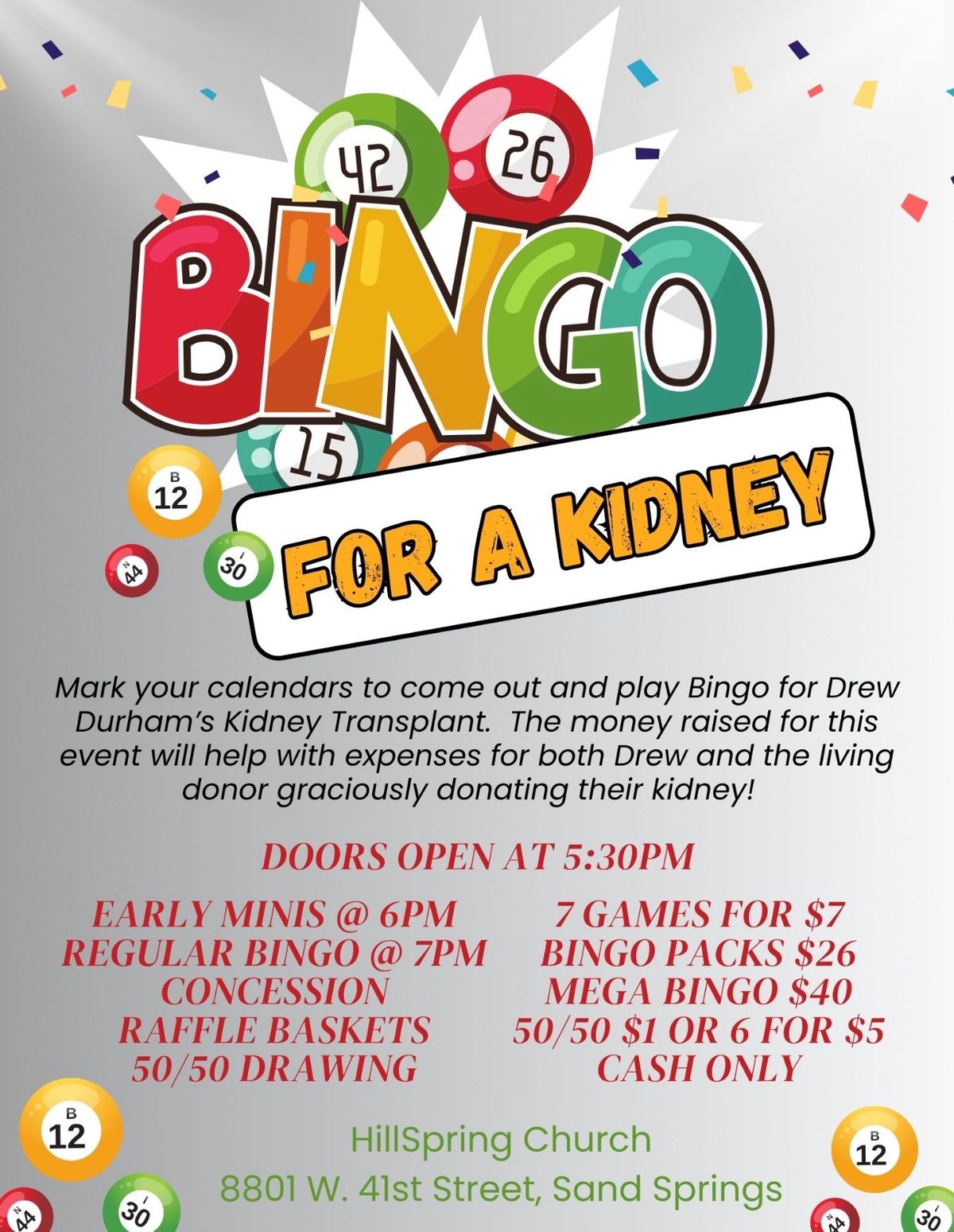 Bingo for a Kidney!!